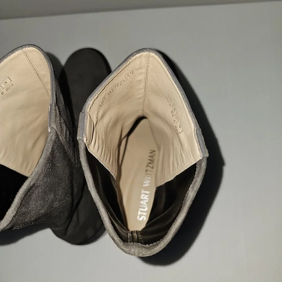 Stuart Weitzman Sadie Mid Calf Boot Womens 10.5 Gray Suede Western Pull On NEW - Picture 11 of 15